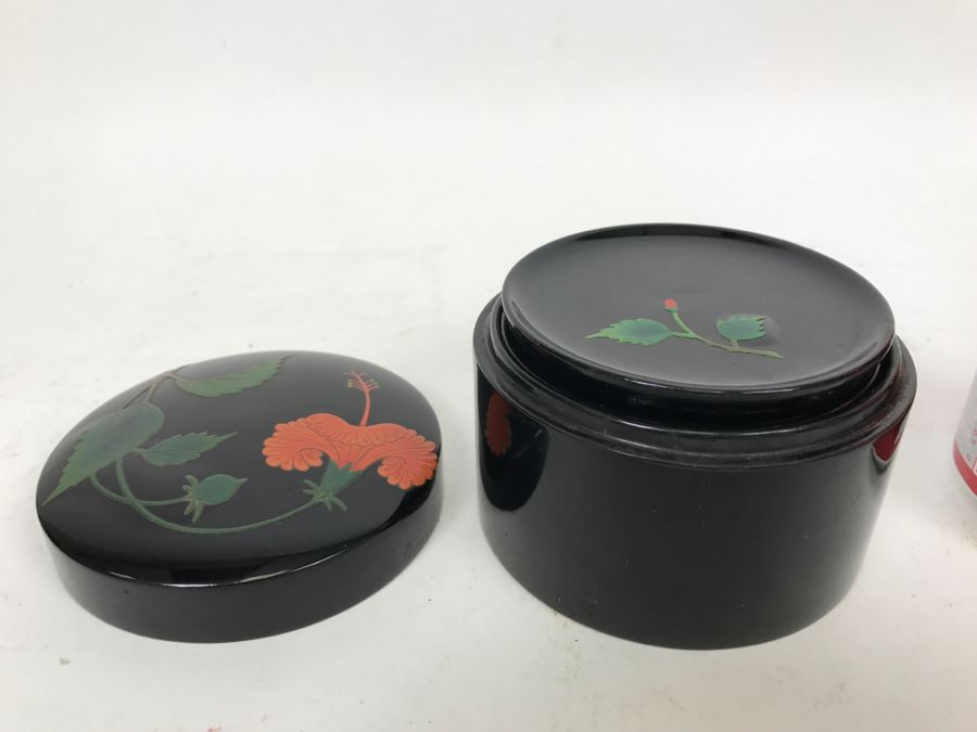 Set Of Bembo Japanese Lacquer Coasters Hibiscus With Lacquer Storage Case By Ryukyu Lauquer Ware Co. [Photo 7]
