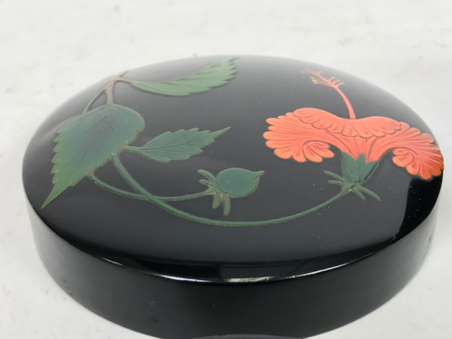 Set Of Bembo Japanese Lacquer Coasters Hibiscus With Lacquer Storage Case By Ryukyu Lauquer Ware Co. [Photo 13]