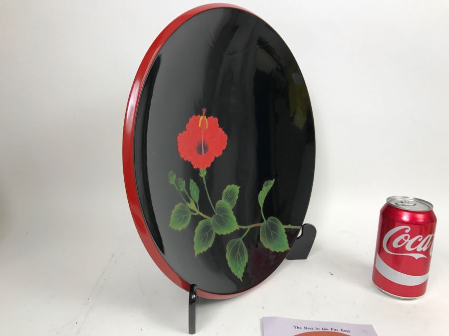 Bembo Okinawa Japanese Lacquer Hibuscus Large Plate Best Lacquerware In Far East [Photo 10]