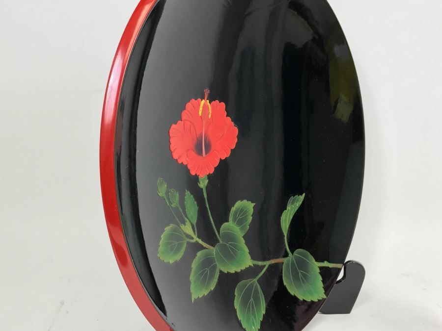 Bembo Okinawa Japanese Lacquer Hibuscus Large Plate Best Lacquerware In Far East [Photo 8]