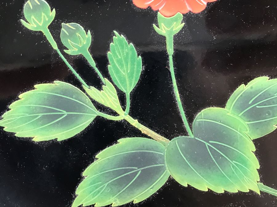 Bembo Okinawa Japanese Lacquer Hibuscus Large Plate Best Lacquerware In Far East [Photo 4]