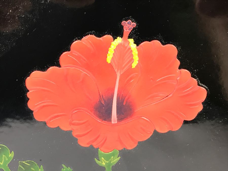 Bembo Okinawa Japanese Lacquer Hibuscus Large Plate Best Lacquerware In Far East [Photo 3]