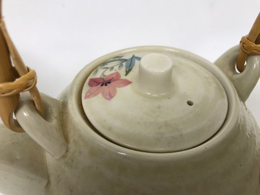 Vintage ~28 Piece Japanese Hand Painted White Glaze Pottery Signed China Tea Set [Photo 28]