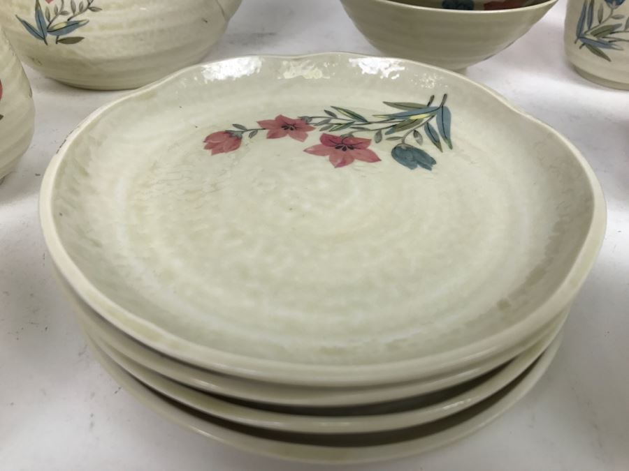 Vintage ~28 Piece Japanese Hand Painted White Glaze Pottery Signed China Tea Set [Photo 14]