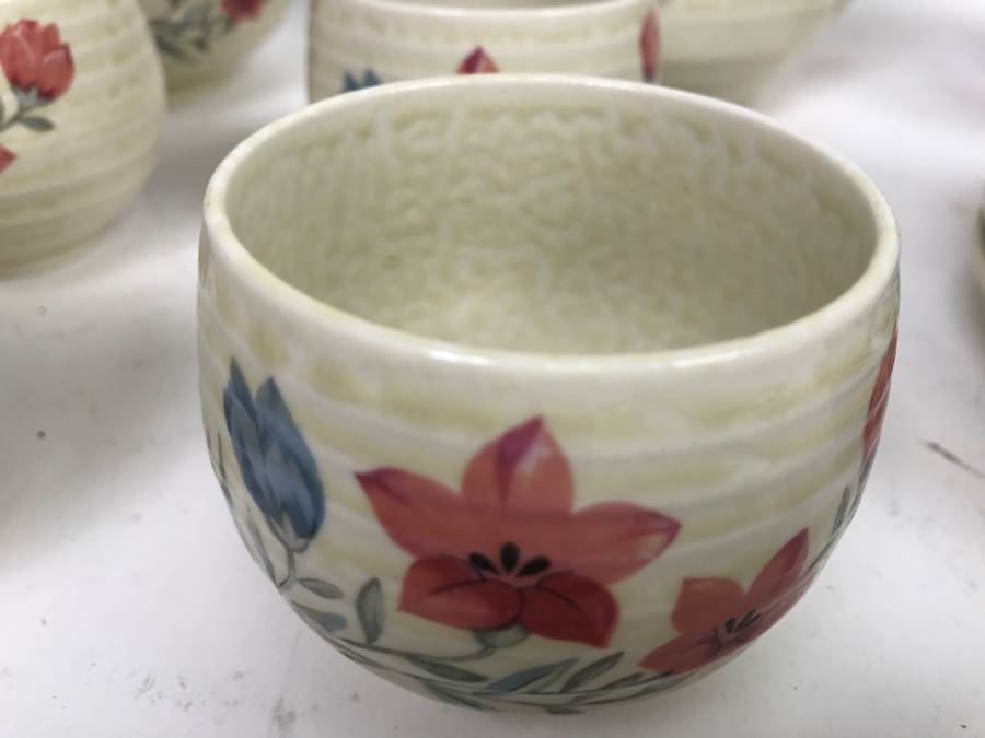 Vintage ~28 Piece Japanese Hand Painted White Glaze Pottery Signed China Tea Set [Photo 10]