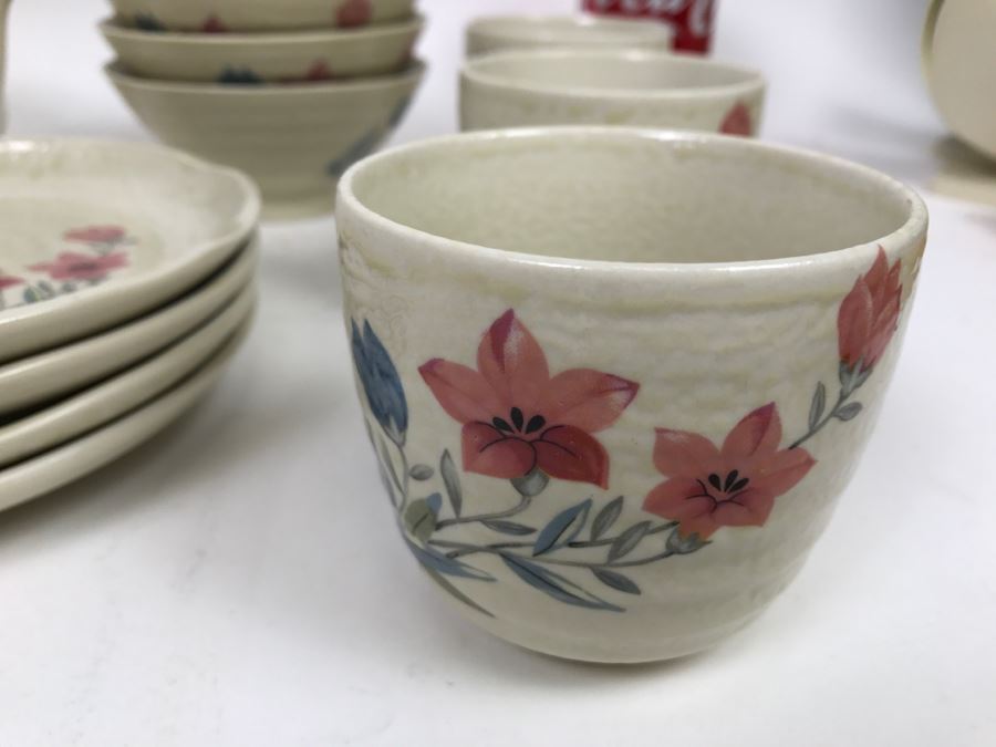 Vintage ~28 Piece Japanese Hand Painted White Glaze Pottery Signed China Tea Set [Photo 17]