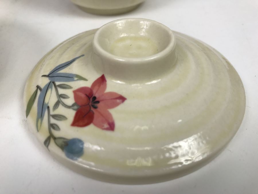 Vintage ~28 Piece Japanese Hand Painted White Glaze Pottery Signed China Tea Set [Photo 4]