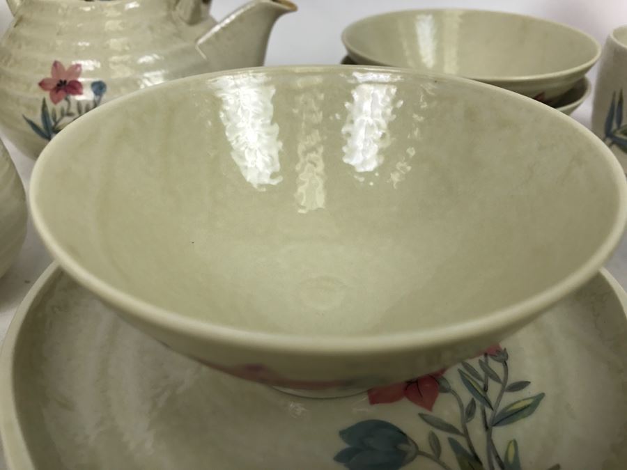 Vintage ~28 Piece Japanese Hand Painted White Glaze Pottery Signed China Tea Set [Photo 19]