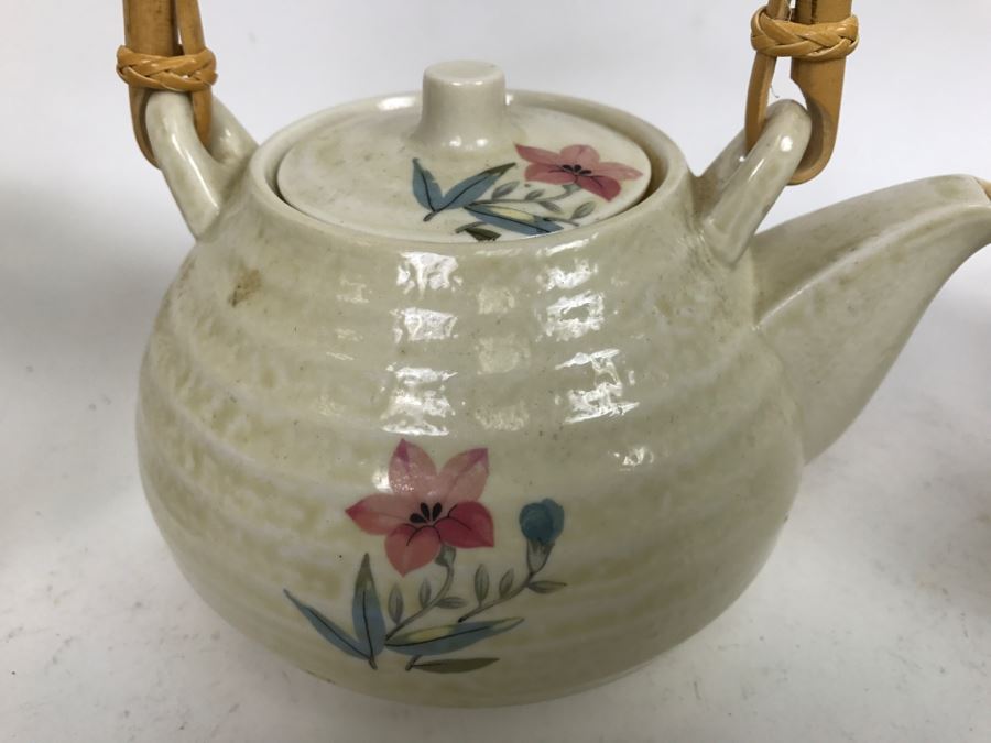 Vintage ~28 Piece Japanese Hand Painted White Glaze Pottery Signed China Tea Set [Photo 25]