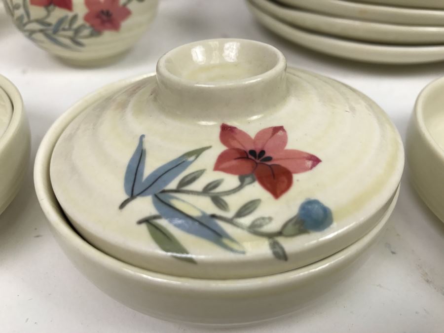 Vintage ~28 Piece Japanese Hand Painted White Glaze Pottery Signed China Tea Set [Photo 3]