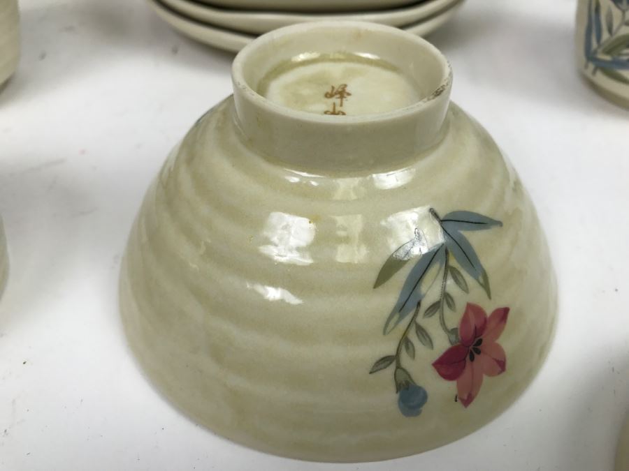 Vintage ~28 Piece Japanese Hand Painted White Glaze Pottery Signed China Tea Set [Photo 20]