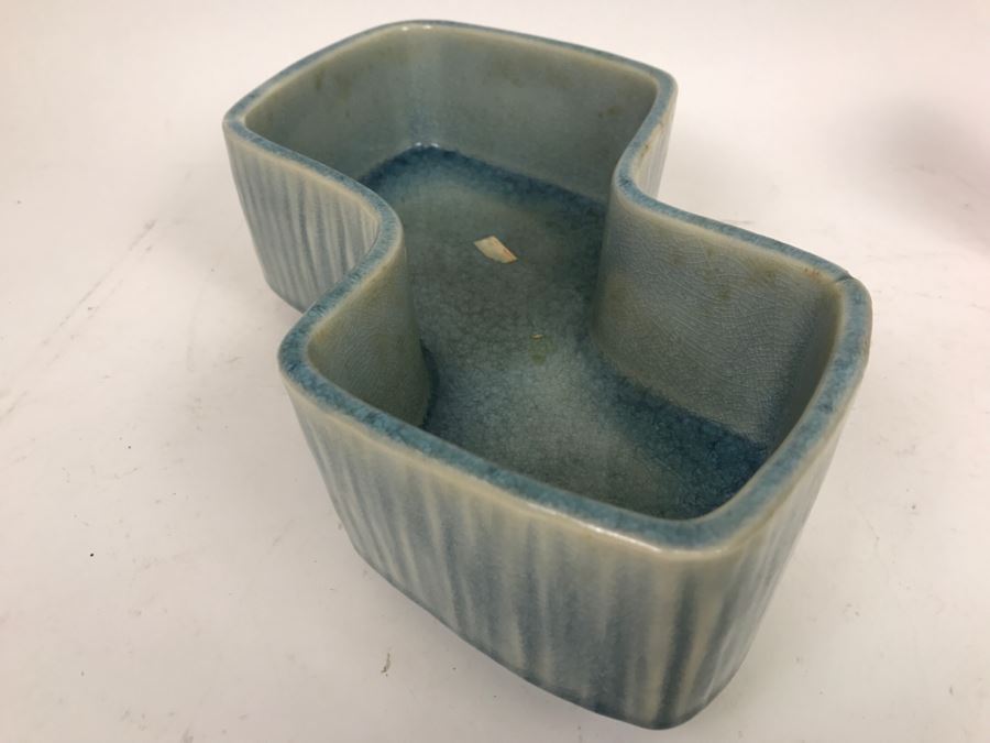 Large Japanese Light Blue Glaze Floral Arrangement Planter [Photo 7]
