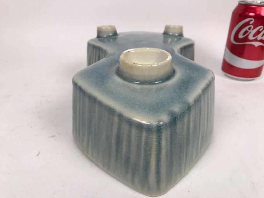 Large Japanese Light Blue Glaze Floral Arrangement Planter [Photo 12]