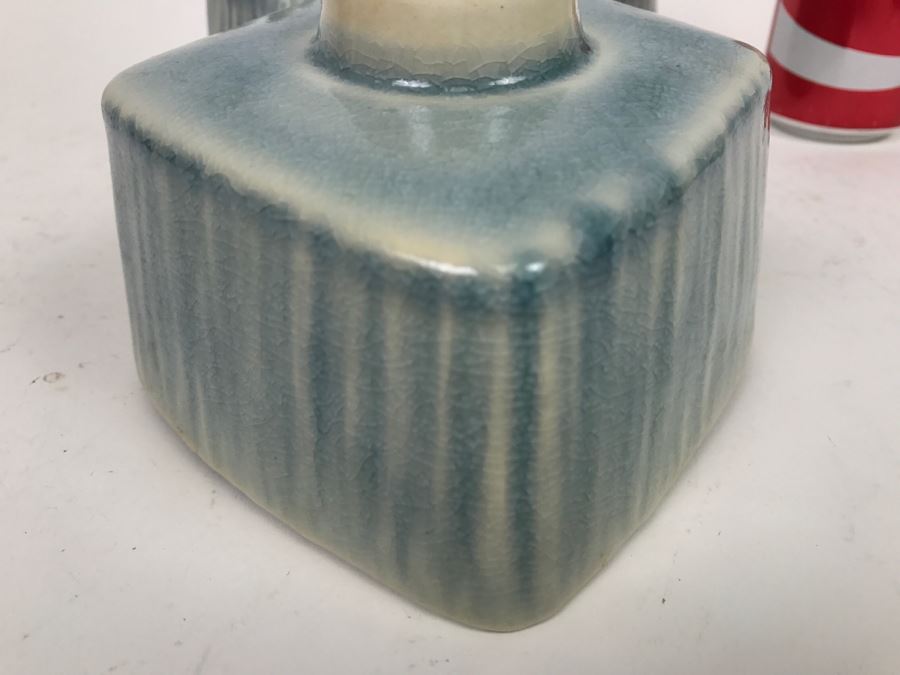 Large Japanese Light Blue Glaze Floral Arrangement Planter [Photo 15]