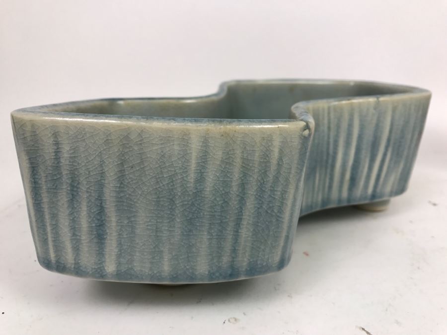 Large Japanese Light Blue Glaze Floral Arrangement Planter [Photo 10]