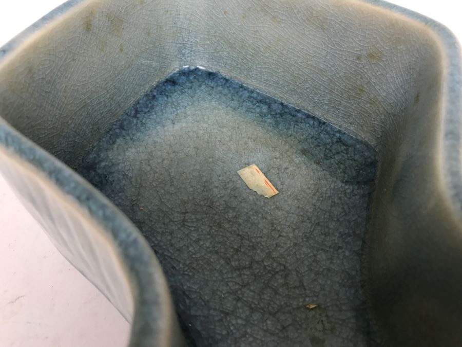 Large Japanese Light Blue Glaze Floral Arrangement Planter [Photo 8]