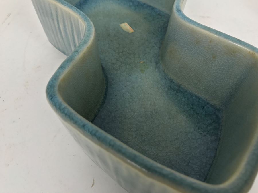 Large Japanese Light Blue Glaze Floral Arrangement Planter [Photo 9]