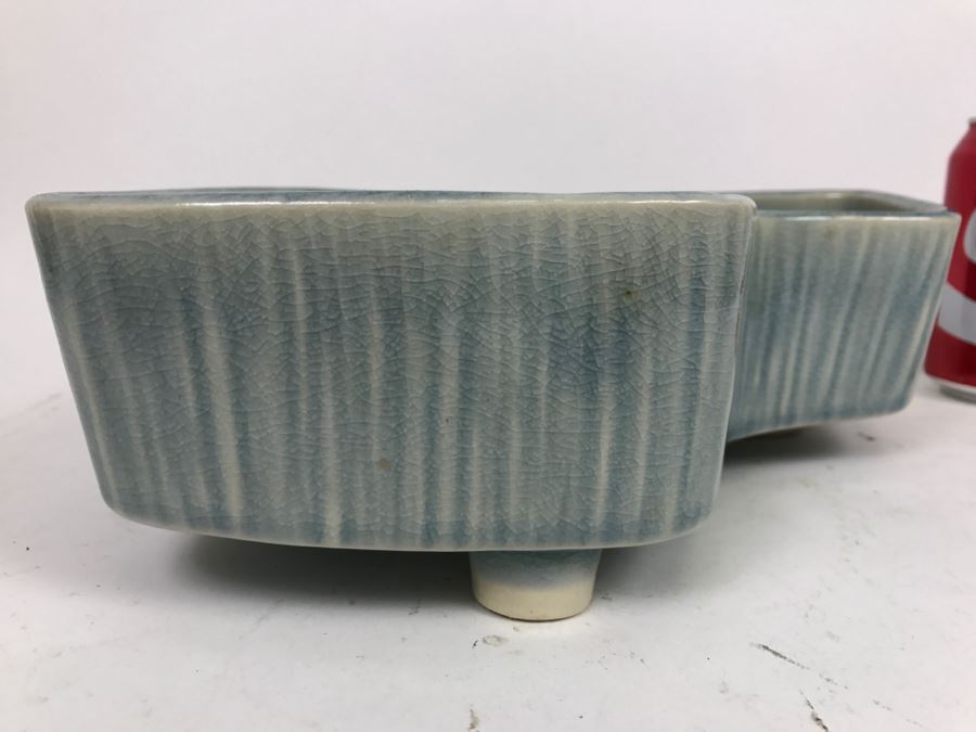 Large Japanese Light Blue Glaze Floral Arrangement Planter [Photo 4]