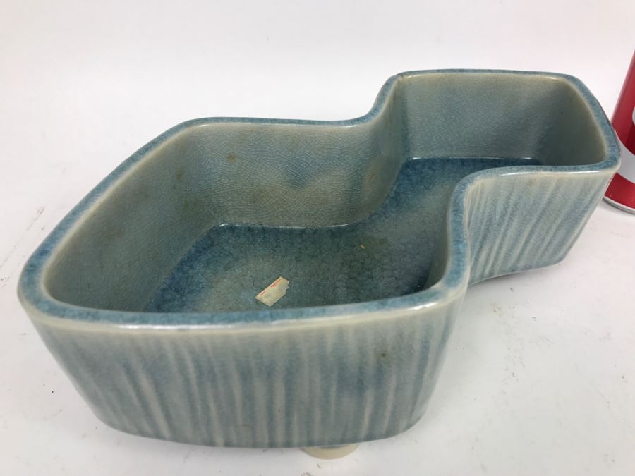 Large Japanese Light Blue Glaze Floral Arrangement Planter [Photo 3]