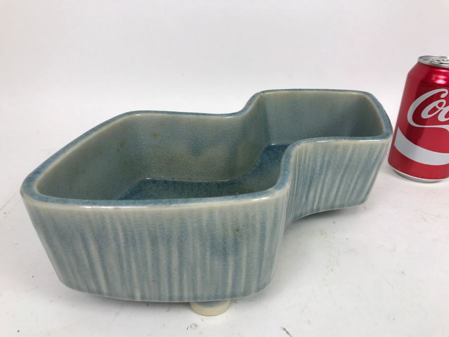 Large Japanese Light Blue Glaze Floral Arrangement Planter [Photo 2]
