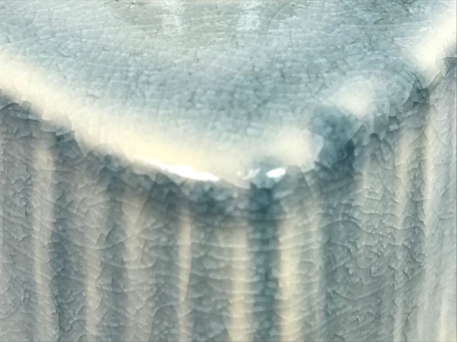 Large Japanese Light Blue Glaze Floral Arrangement Planter [Photo 16]