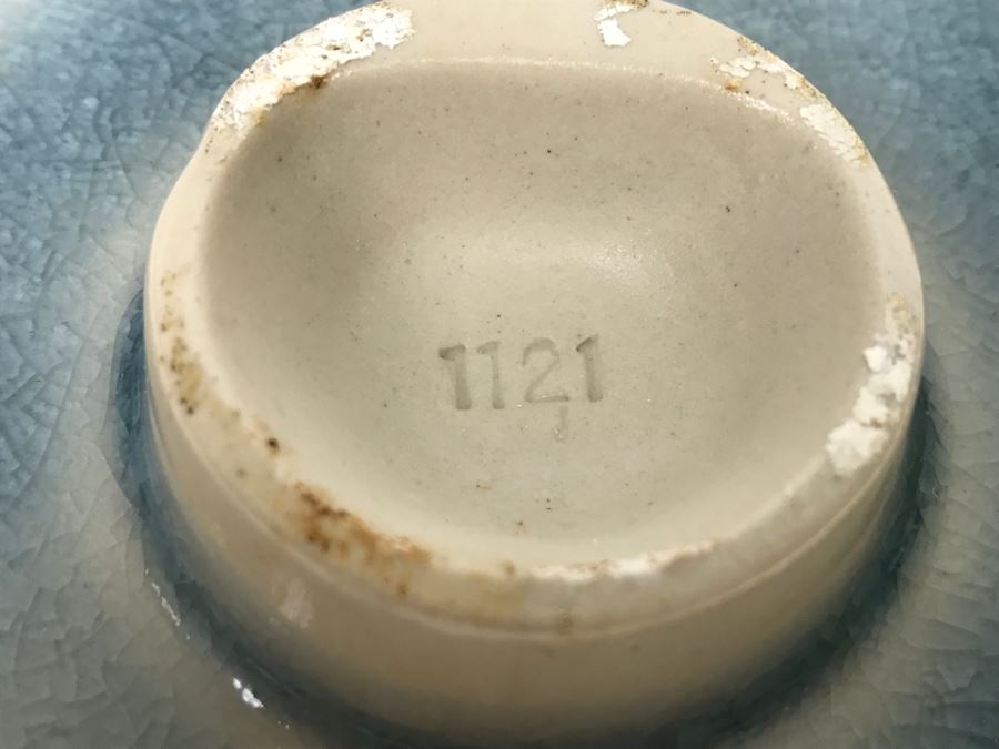 Large Japanese Light Blue Glaze Floral Arrangement Planter [Photo 13]