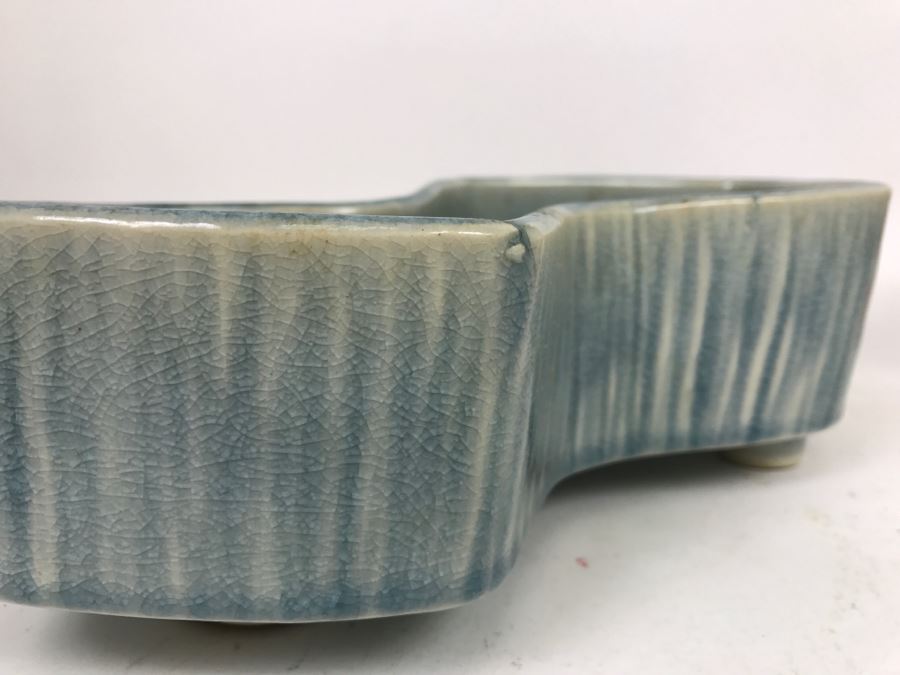 Large Japanese Light Blue Glaze Floral Arrangement Planter [Photo 11]