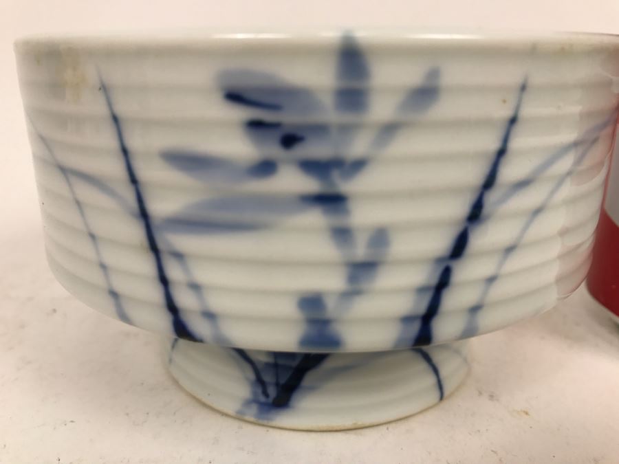 Stunning Blue And White Asian Footed Bowl Signed Underneath [Photo 6]