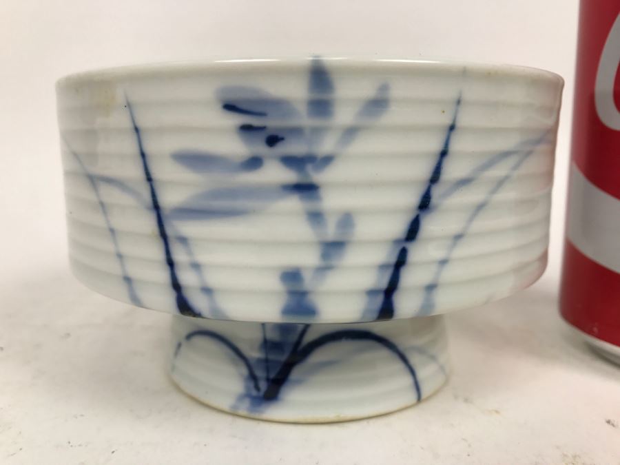 Stunning Blue And White Asian Footed Bowl Signed Underneath [Photo 4]