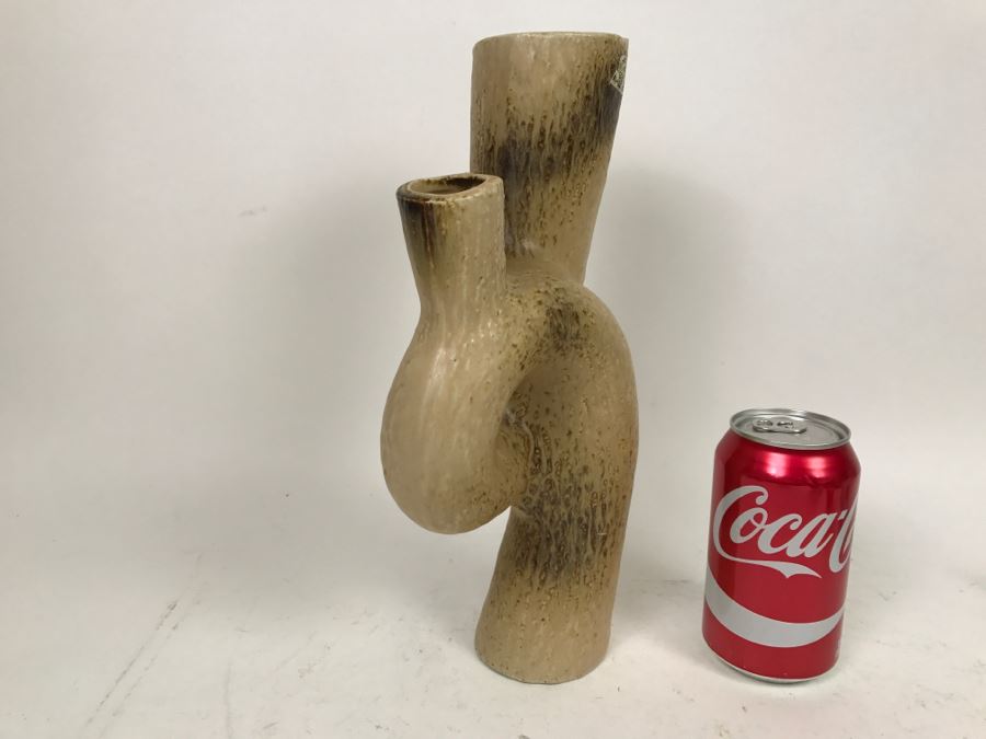 Unusual Japanese Light Brown Glaze Vase Signed [Photo 5]