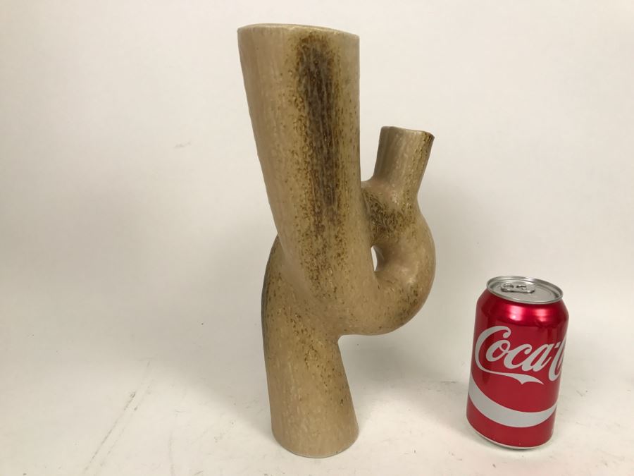 Unusual Japanese Light Brown Glaze Vase Signed [Photo 7]