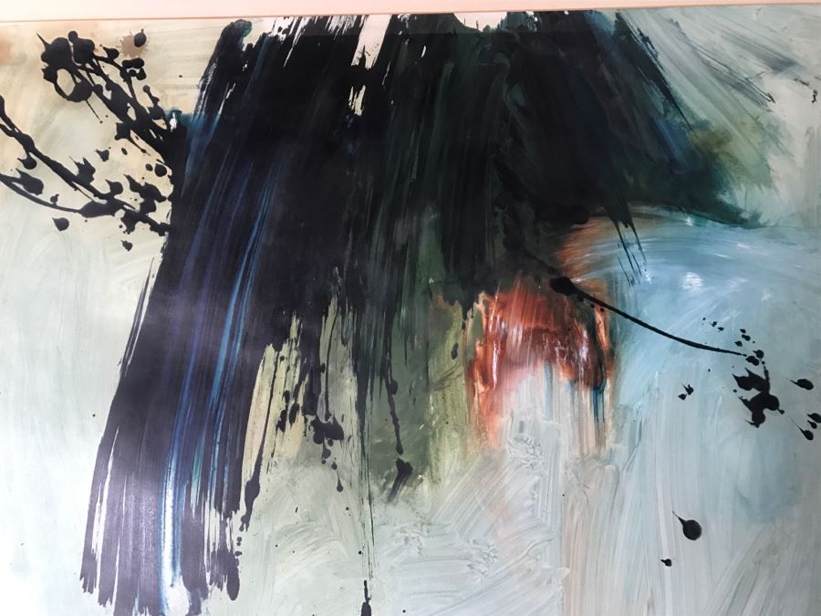 Vintage 1969 EARLY ORIGINAL Modernist Abstract Chinese Painting On Paper By John Way Aka Wei Letang (1921 - 2012) - 30' X 24' [Photo 12]