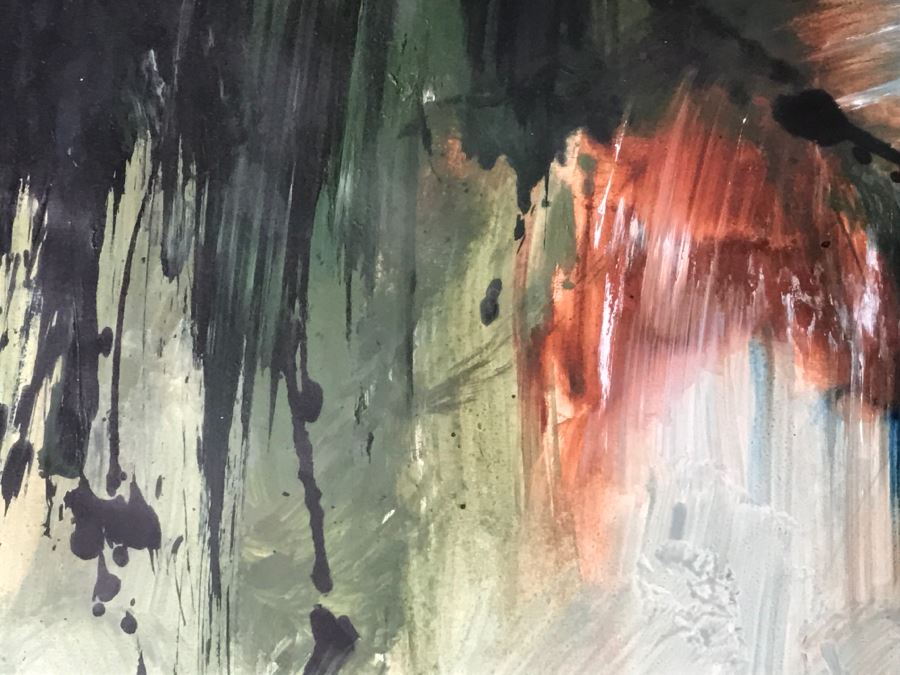 Vintage 1969 EARLY ORIGINAL Modernist Abstract Chinese Painting On Paper By John Way Aka Wei Letang (1921 - 2012) - 30' X 24' [Photo 7]