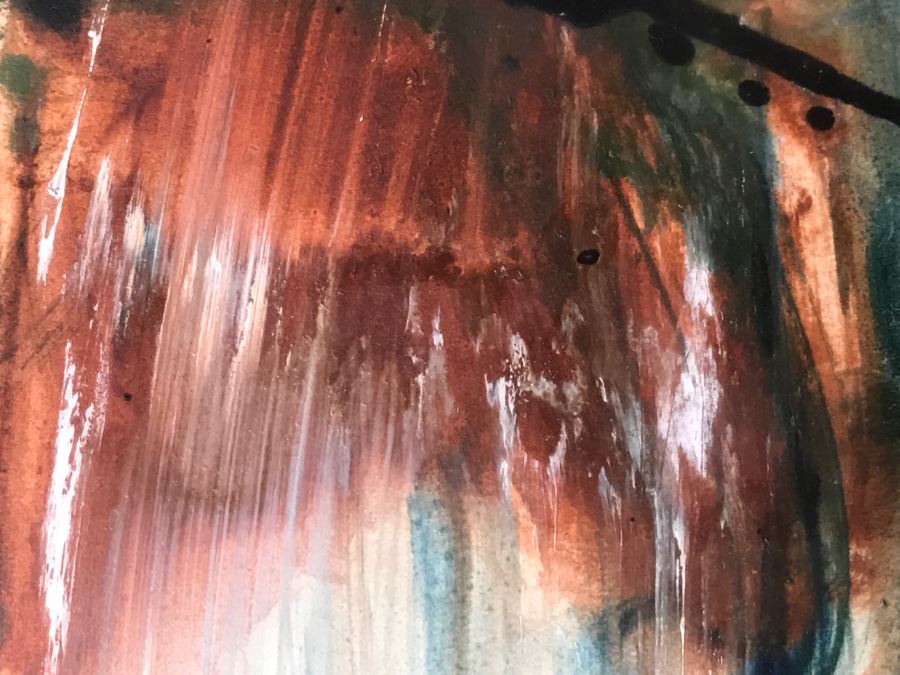 Vintage 1969 EARLY ORIGINAL Modernist Abstract Chinese Painting On Paper By John Way Aka Wei Letang (1921 - 2012) - 30' X 24' [Photo 8]