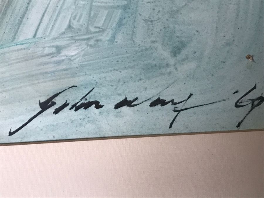 Vintage 1969 EARLY ORIGINAL Modernist Abstract Chinese Painting On Paper By John Way Aka Wei Letang (1921 - 2012) - 30' X 24' [Photo 6]