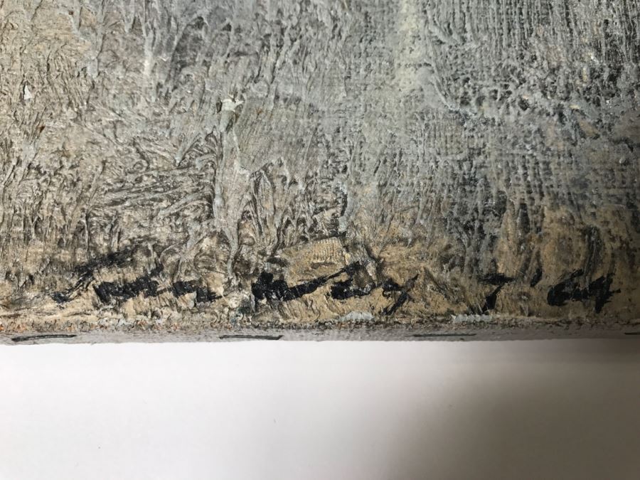 Vintage 1964 EARLY ORIGINAL Modernist Abstract Chinese Oil On Canvas Painting By John Way Aka Wei Letang (1921 - 2012) - 29' X 23' [Photo 4]