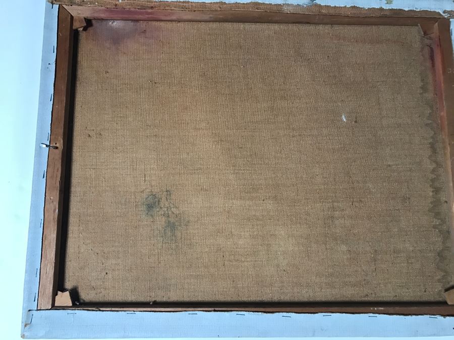 Vintage 1964 EARLY ORIGINAL Modernist Abstract Chinese Oil On Canvas Painting By John Way Aka Wei Letang (1921 - 2012) - 29' X 23' [Photo 22]