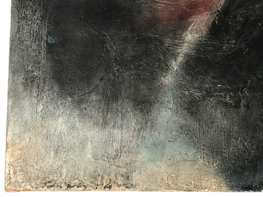 Vintage 1964 EARLY ORIGINAL Modernist Abstract Chinese Oil On Canvas Painting By John Way Aka Wei Letang (1921 - 2012) - 29' X 23' [Photo 17]