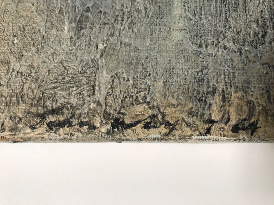 Vintage 1964 EARLY ORIGINAL Modernist Abstract Chinese Oil On Canvas Painting By John Way Aka Wei Letang (1921 - 2012) - 29' X 23' [Photo 2]