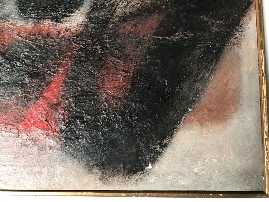 Vintage 1964 EARLY ORIGINAL Modernist Abstract Chinese Oil On Canvas Painting By John Way Aka Wei Letang (1921 - 2012) - 29' X 23' [Photo 12]