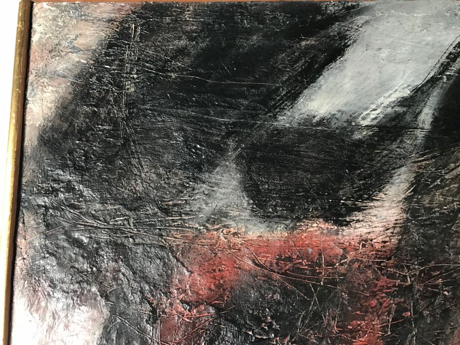 Vintage 1964 EARLY ORIGINAL Modernist Abstract Chinese Oil On Canvas Painting By John Way Aka Wei Letang (1921 - 2012) - 29' X 23' [Photo 5]