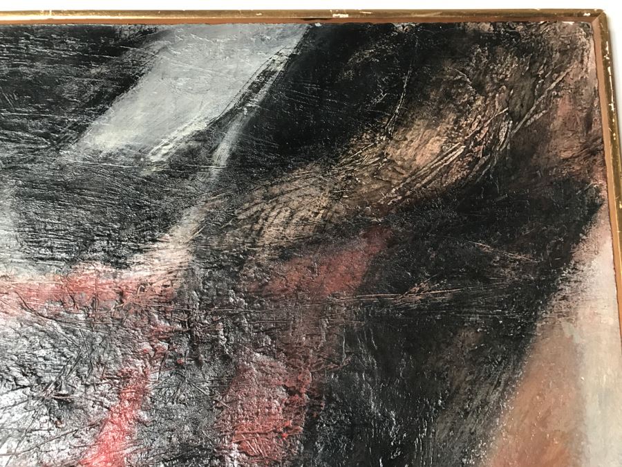 Vintage 1964 EARLY ORIGINAL Modernist Abstract Chinese Oil On Canvas Painting By John Way Aka Wei Letang (1921 - 2012) - 29' X 23' [Photo 13]