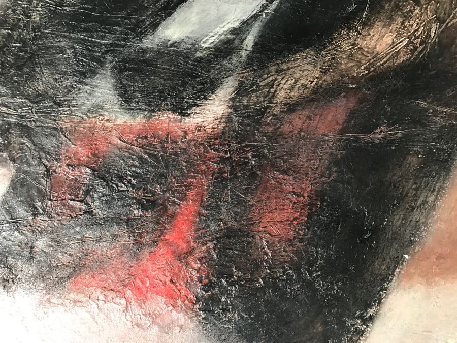 Vintage 1964 EARLY ORIGINAL Modernist Abstract Chinese Oil On Canvas Painting By John Way Aka Wei Letang (1921 - 2012) - 29' X 23' [Photo 17]