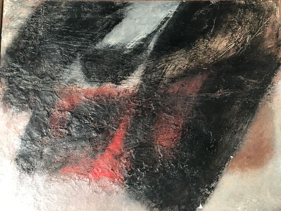 Vintage 1964 EARLY ORIGINAL Modernist Abstract Chinese Oil On Canvas Painting By John Way Aka Wei Letang (1921 - 2012) - 29' X 23' [Photo 16]