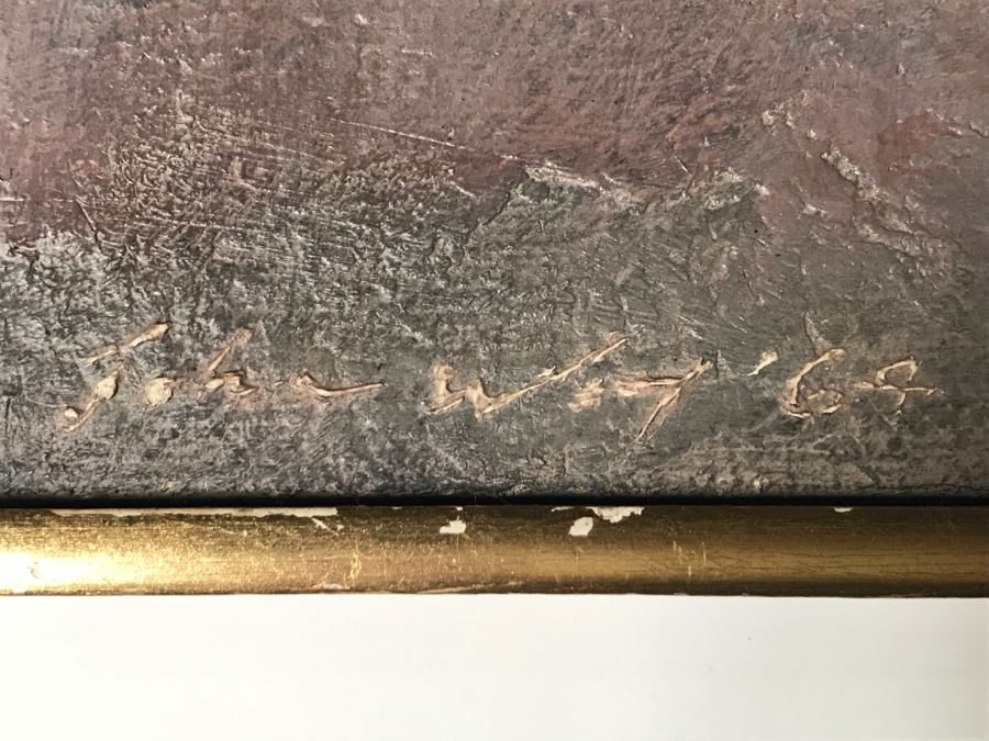 Vintage 1964 EARLY ORIGINAL Modernist Abstract Chinese Oil On Canvas Painting By John Way Aka Wei Letang (1921 - 2012) - 29' X 23' [Photo 9]