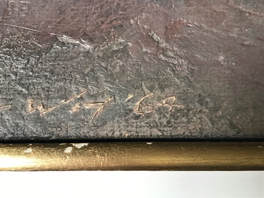 Vintage 1964 EARLY ORIGINAL Modernist Abstract Chinese Oil On Canvas Painting By John Way Aka Wei Letang (1921 - 2012) - 29' X 23' [Photo 8]