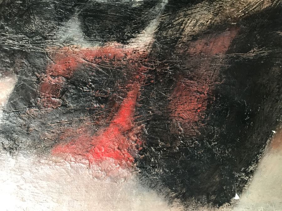 Vintage 1964 EARLY ORIGINAL Modernist Abstract Chinese Oil On Canvas Painting By John Way Aka Wei Letang (1921 - 2012) - 29' X 23' [Photo 11]