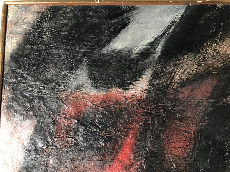 Vintage 1964 EARLY ORIGINAL Modernist Abstract Chinese Oil On Canvas Painting By John Way Aka Wei Letang (1921 - 2012) - 29' X 23' [Photo 15]