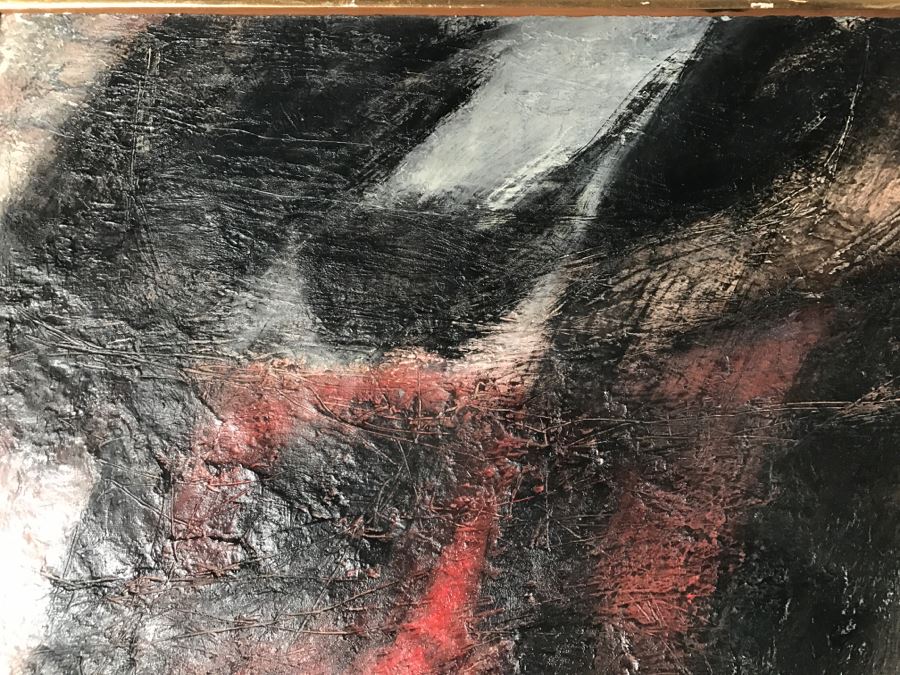 Vintage 1964 EARLY ORIGINAL Modernist Abstract Chinese Oil On Canvas Painting By John Way Aka Wei Letang (1921 - 2012) - 29' X 23' [Photo 14]