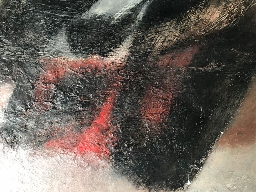 Vintage 1964 EARLY ORIGINAL Modernist Abstract Chinese Oil On Canvas Painting By John Way Aka Wei Letang (1921 - 2012) - 29' X 23' [Photo 4]